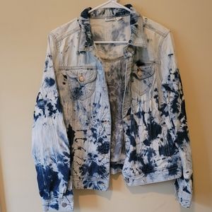 Cato Two Tone Bleached Light Dark Denim Jacket Coat Size L